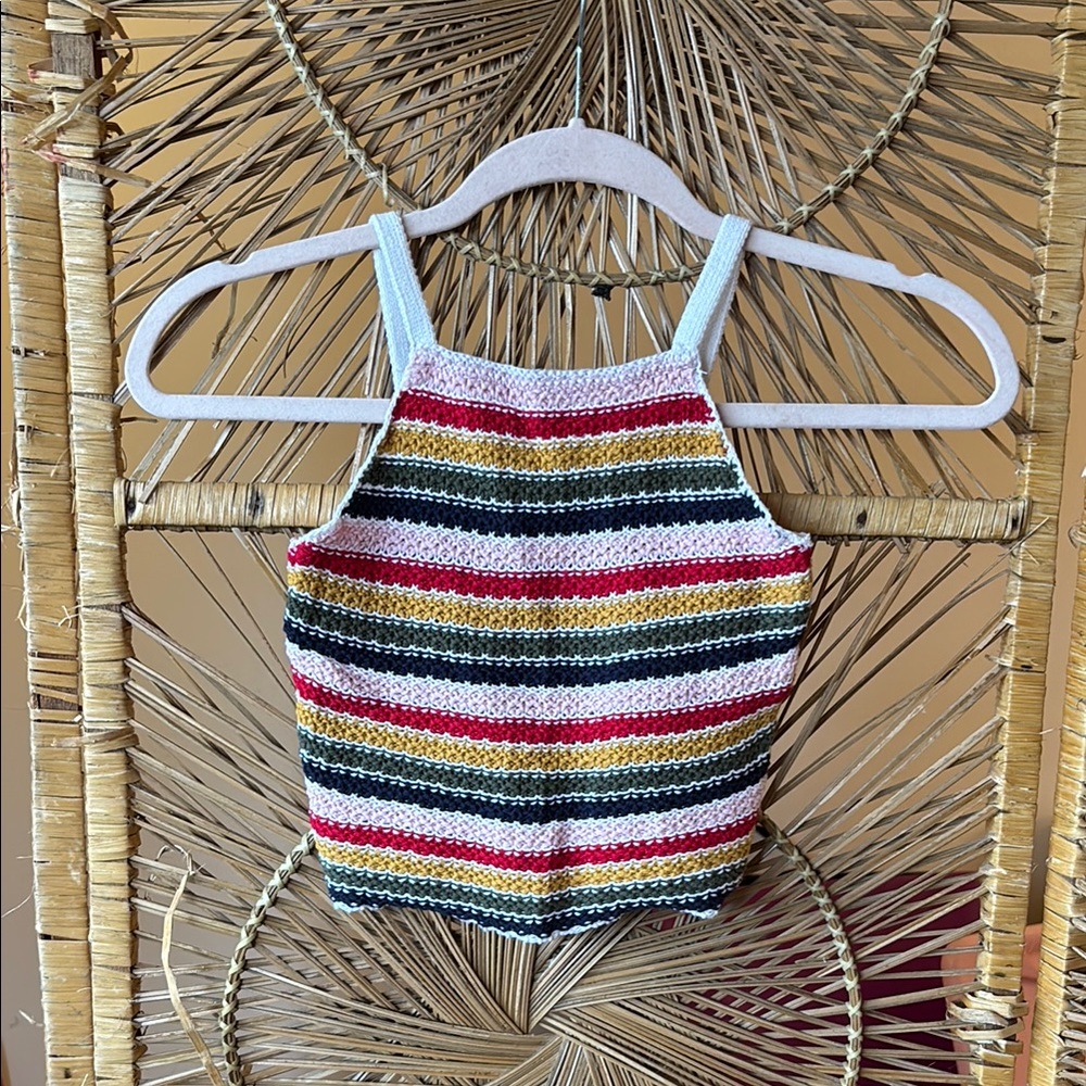 Colorful boho crochet crop tank top